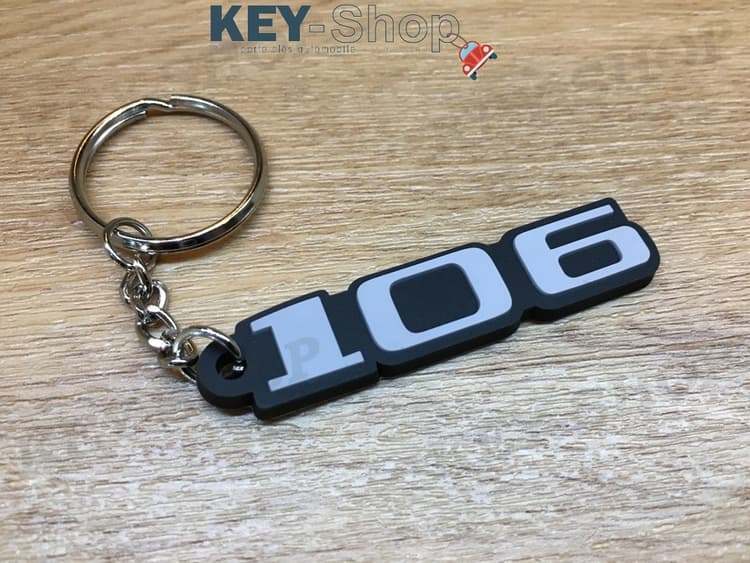 Porte-clés PVC Souple Peugeot 106 ph1 LOGO monogramme