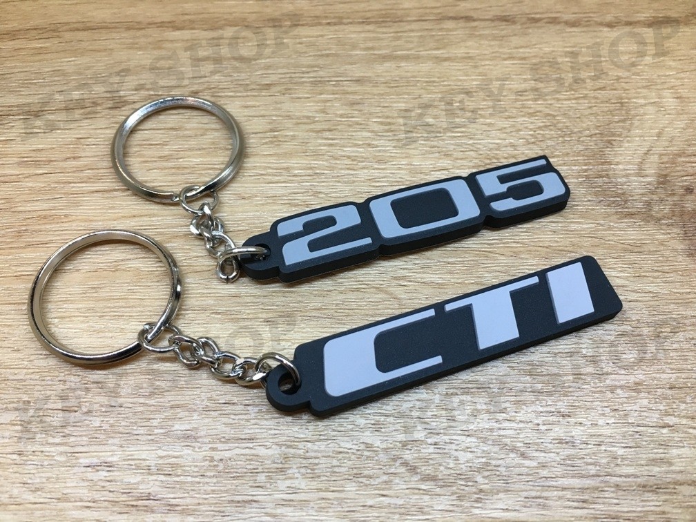 Pack porte-clés PVC Souple PEUGEOT 205 CTI LOGO monogramme vue 2
