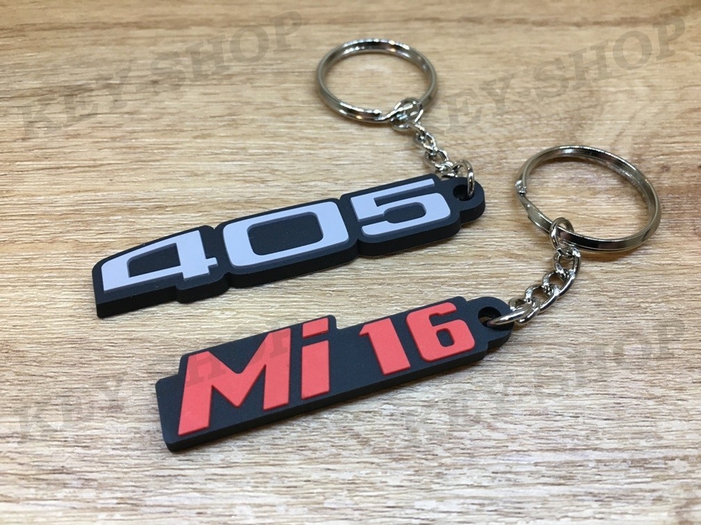 Pack Porte-clés PVC Souple PEUGEOT 405 Mi-16 LOGO monogramme vue 2