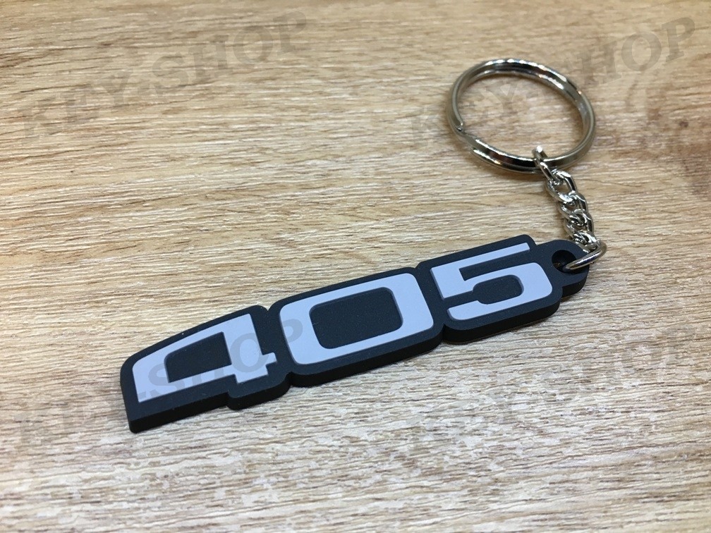 Pack Porte-clés PVC Souple PEUGEOT 405 Mi-16 LOGO monogramme vue 3